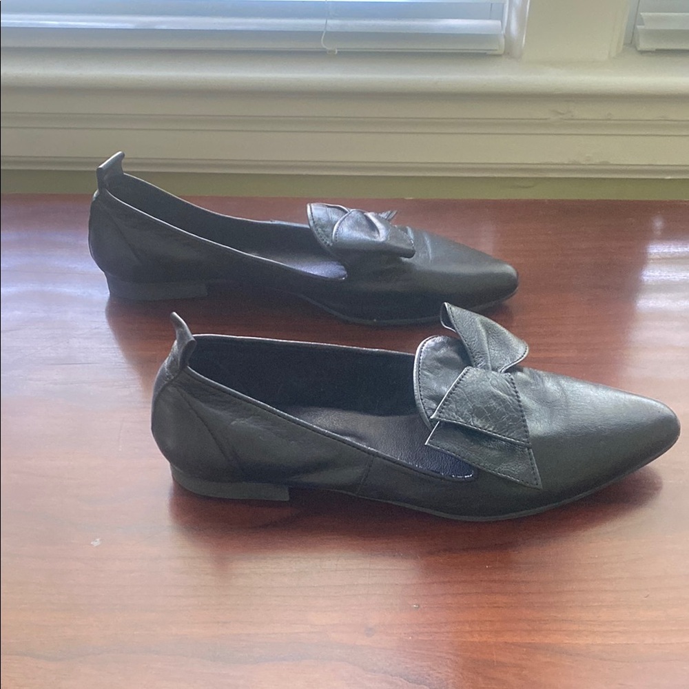 Bueno Black Pointed Toe Flats with Bow - image 2